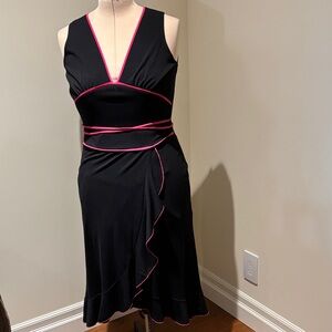 Chic Black and Pink Midi Dress